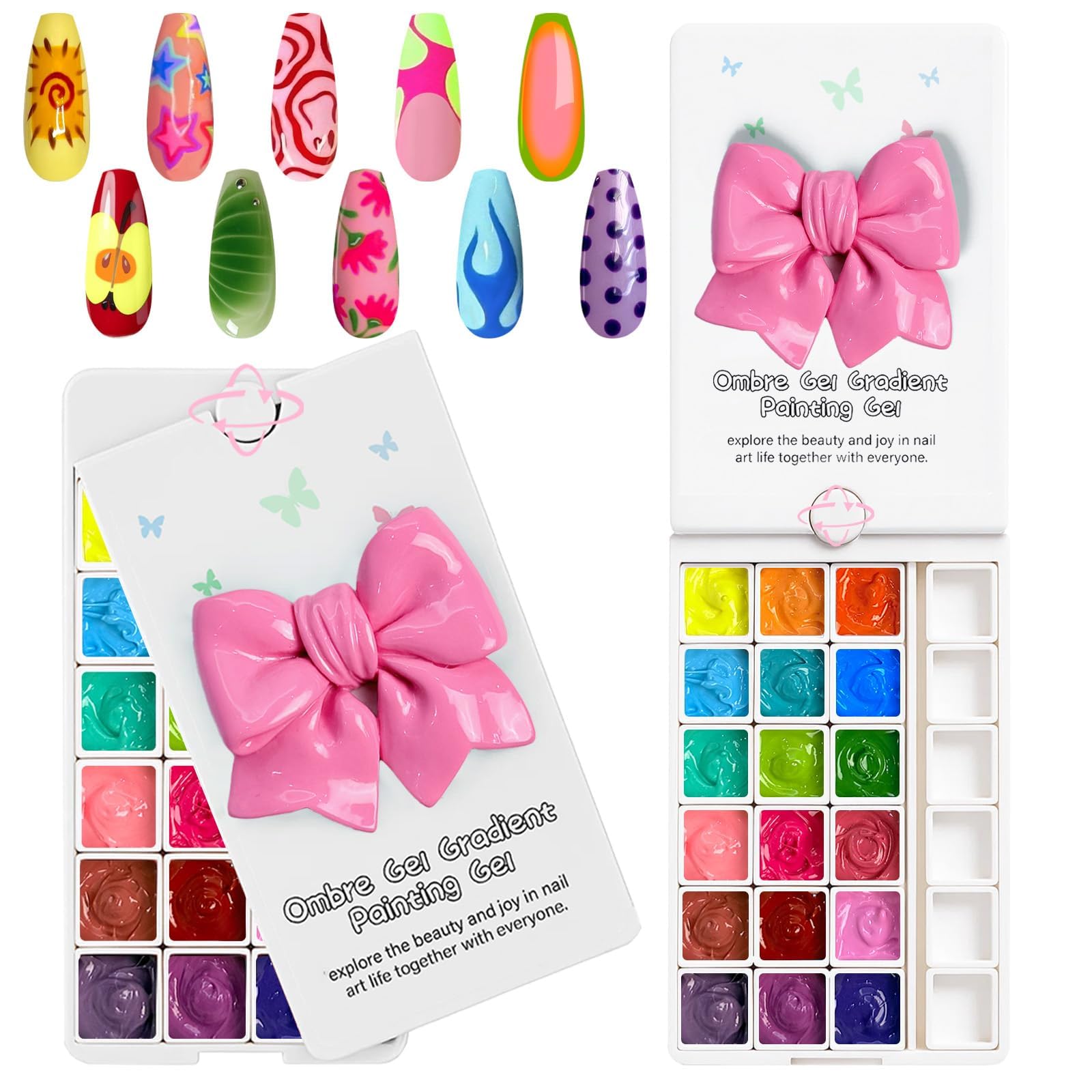 GJYUQHUA 18-Color Patting Gel Polish Kit – Ombre Nail Palette, Sponges & Tools (UV/LED Cured)