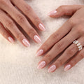 GJZEZ Polka Dot Press On Nails Short – Soft Gel Almond Nails, Iridescent Pink, Reusable 32-Piece Set