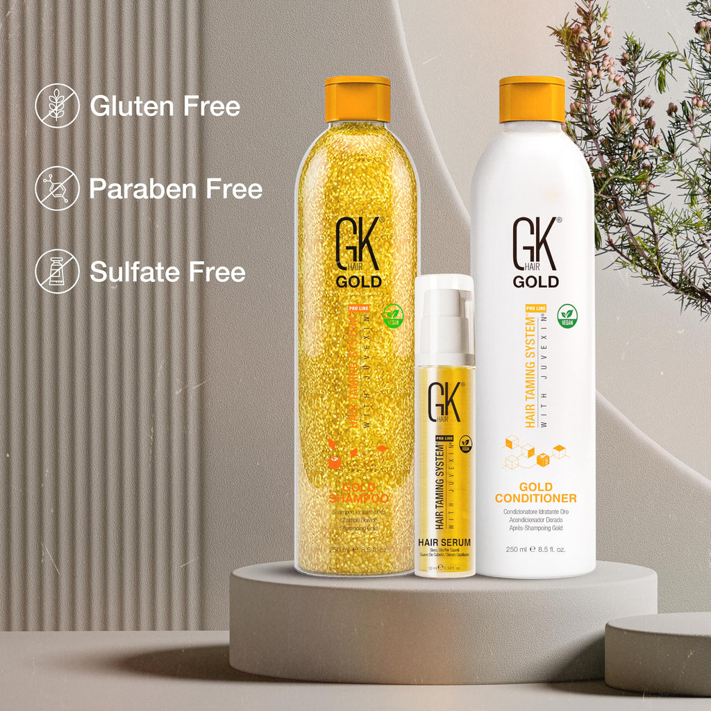 GK Hair Gold Shampoo & Conditioner Duo with Free Argan Oil Serum