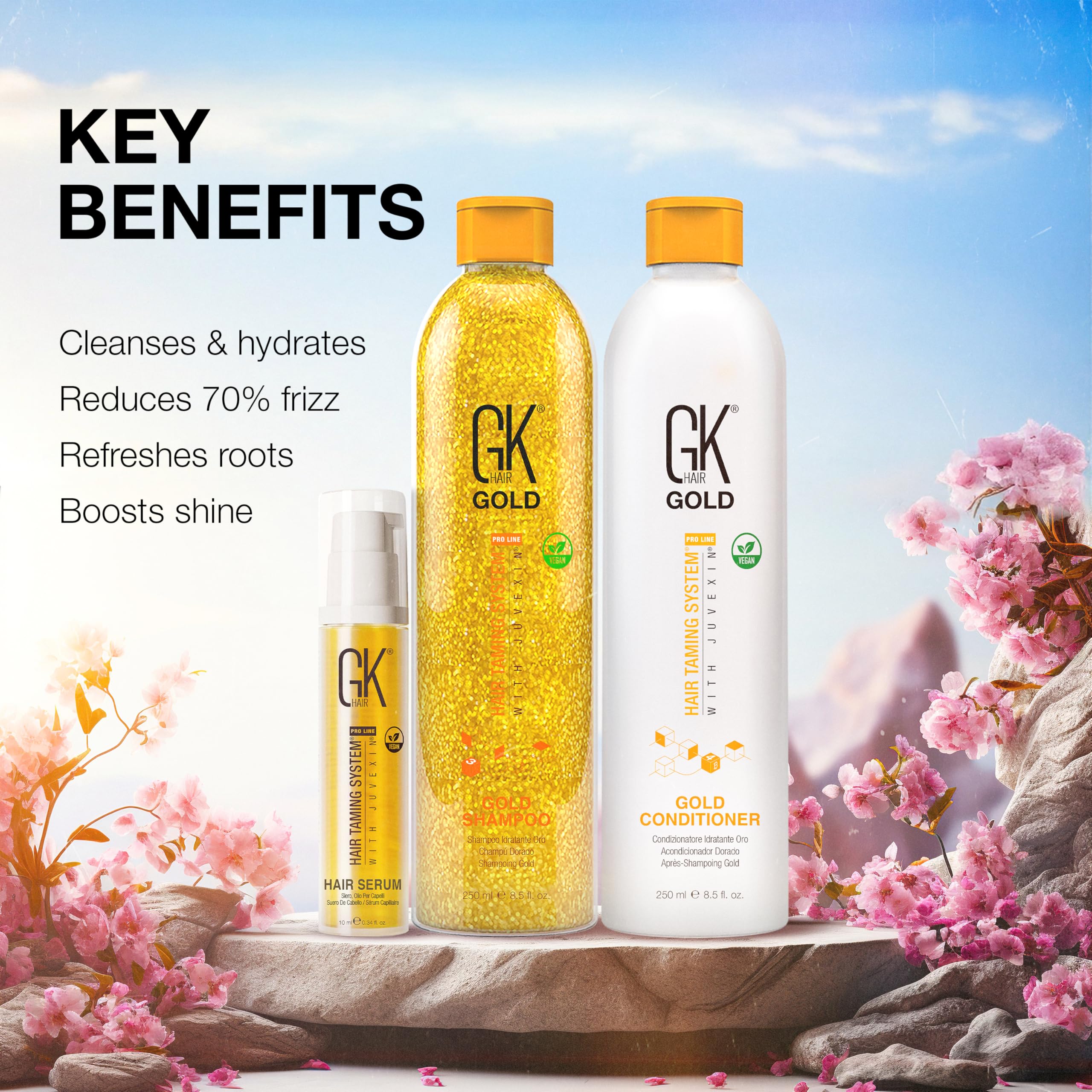 GK Hair Gold Shampoo & Conditioner Duo with Free Argan Oil Serum