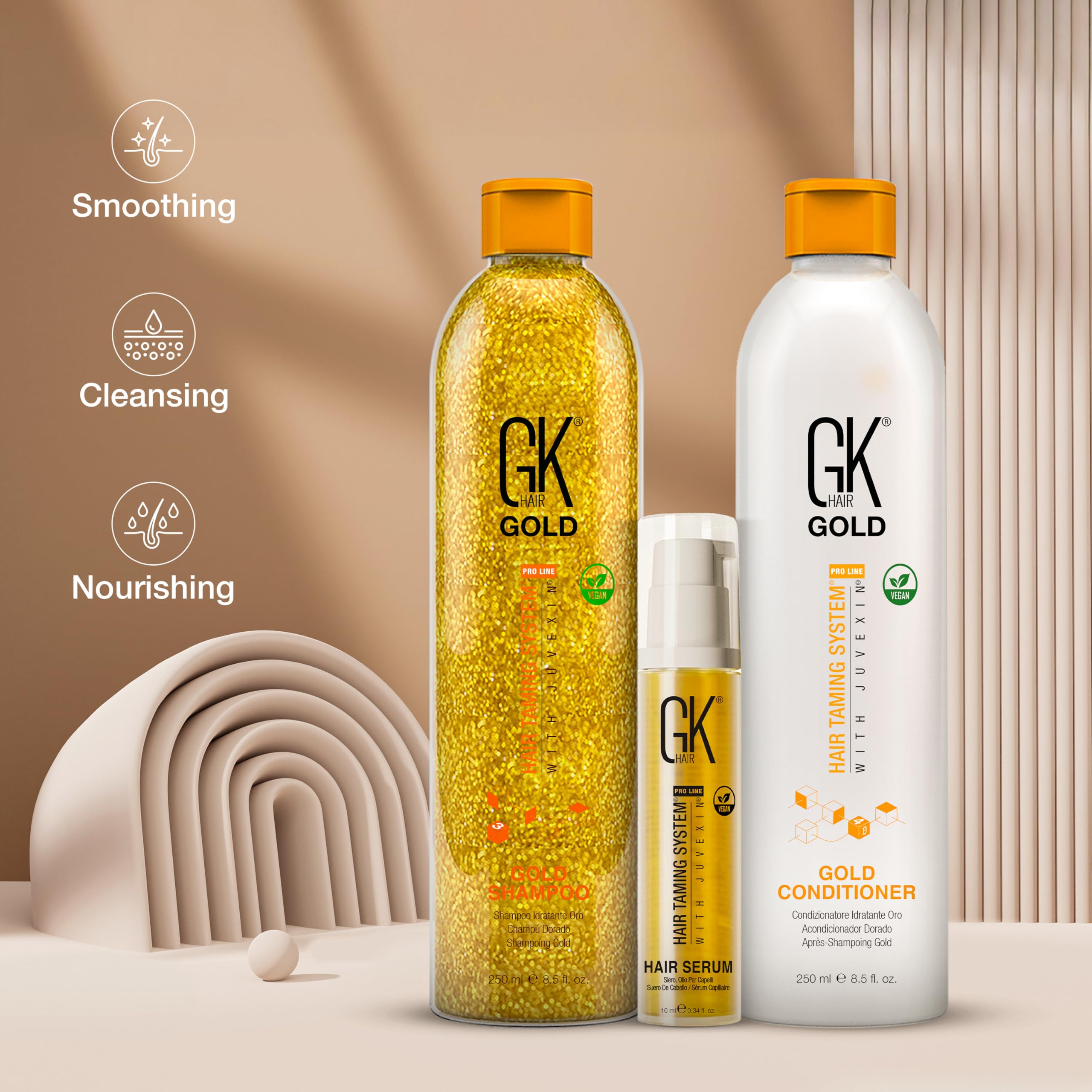 GK Hair Gold Shampoo & Conditioner Duo with Free Argan Oil Serum