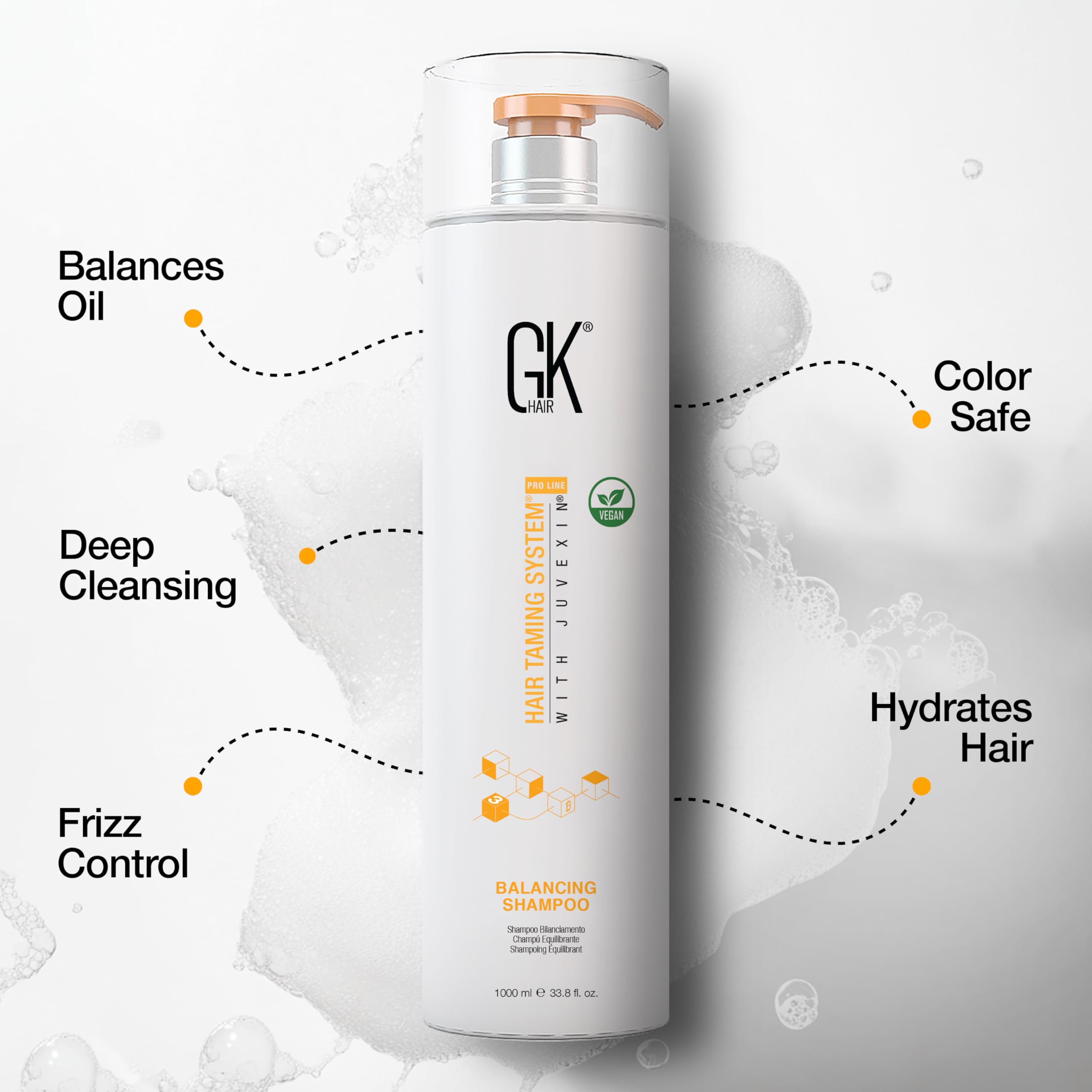 GK HAIR Balancing Shampoo – pH-Balanced Deep Cleanse, Sulfate & Paraben Free (33.8 oz)