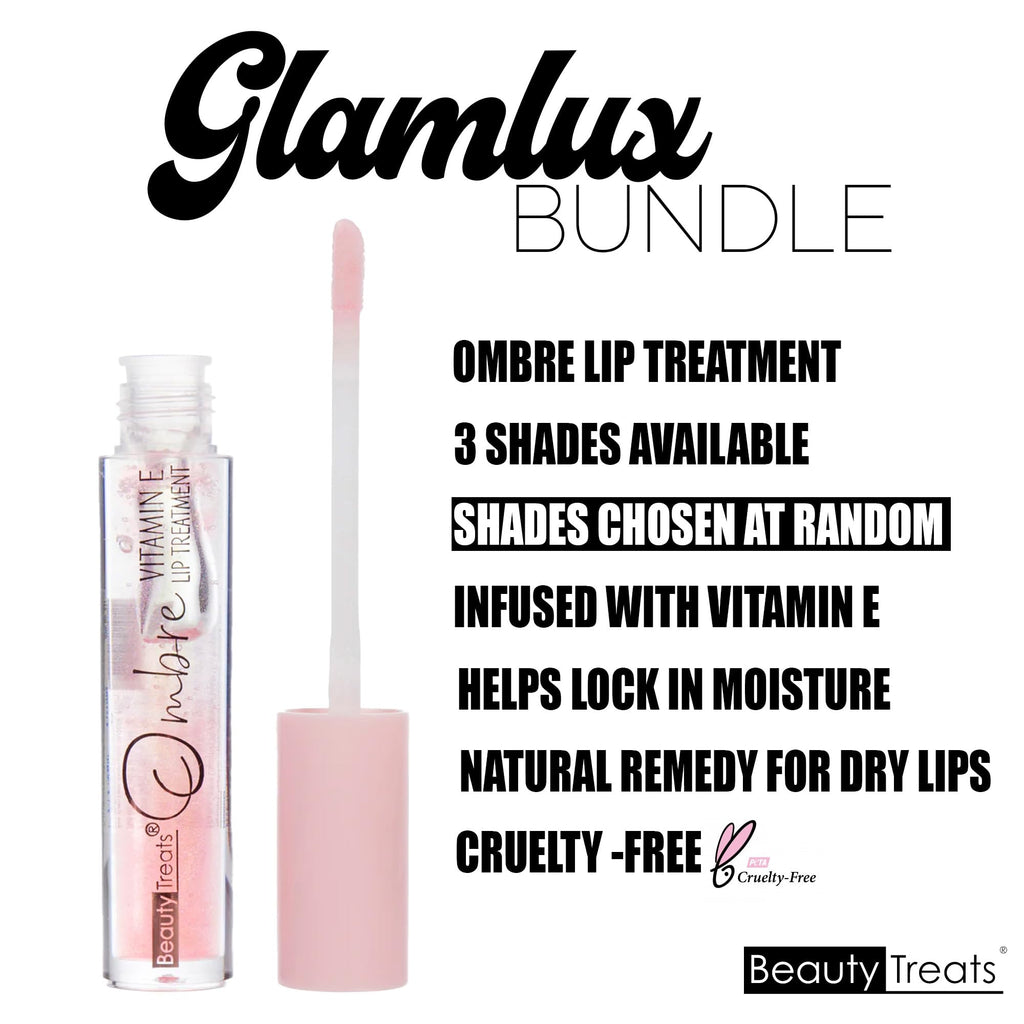 Glam Lux Beauty Bundle: Mystery Makeup Sets + Patches, Matte Blush, Setting Spray & Ombre Lip Treatment