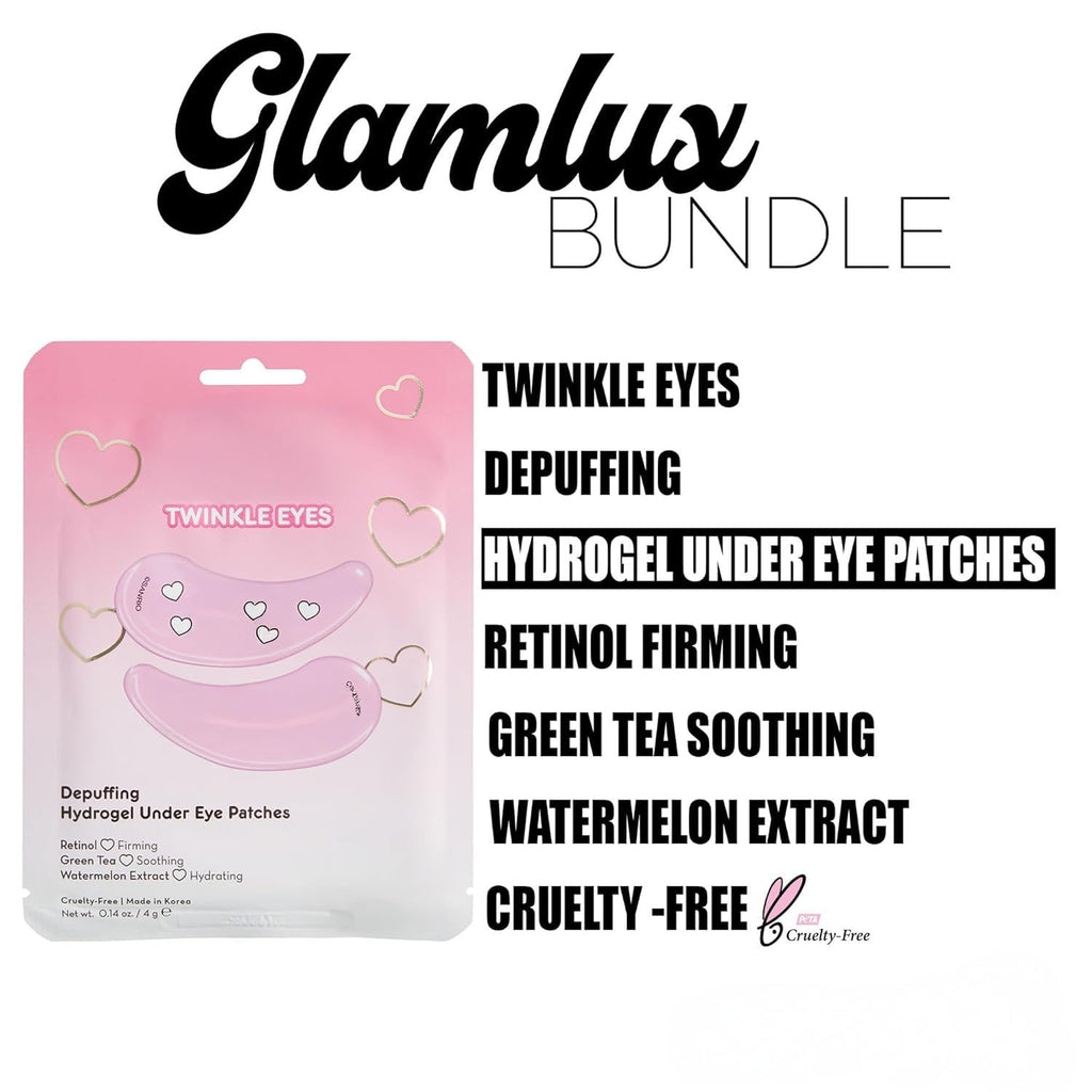 Glam Lux Beauty Bundle: Mystery Makeup Sets + Patches, Matte Blush, Setting Spray & Ombre Lip Treatment