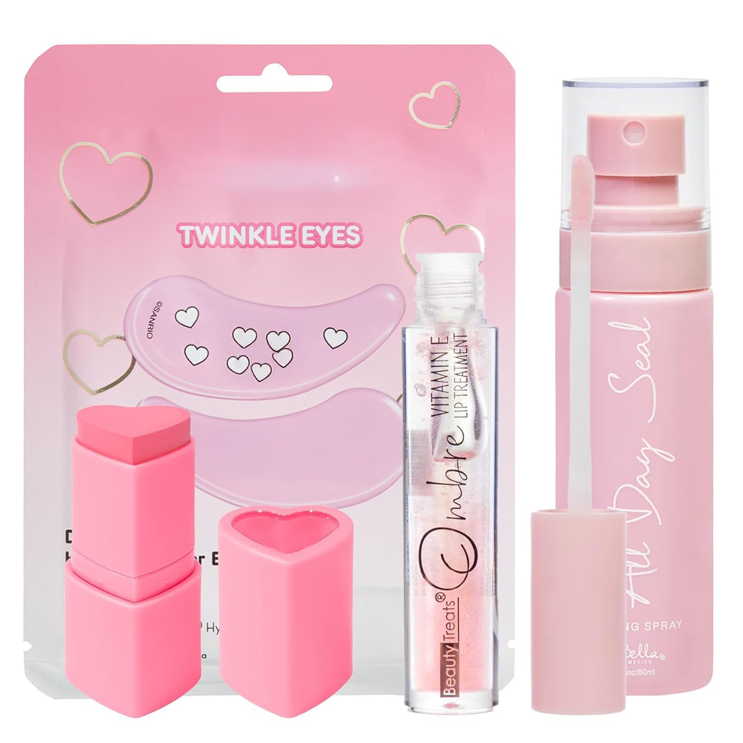 Glam Lux Beauty Bundle: Mystery Makeup Sets + Patches, Matte Blush, Setting Spray & Ombre Lip Treatment