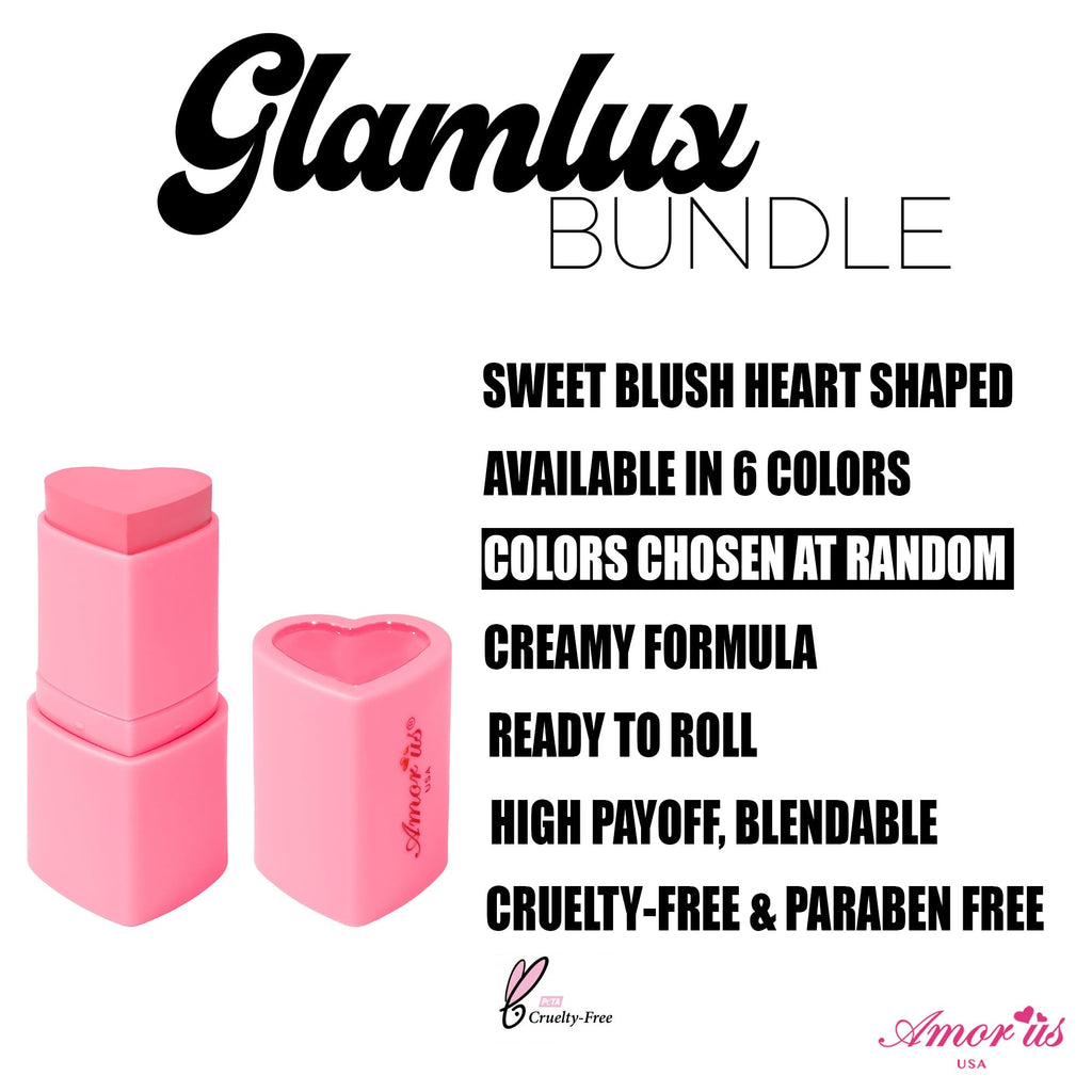 Glam Lux Beauty Bundle: Mystery Makeup Sets + Patches, Matte Blush, Setting Spray & Ombre Lip Treatment