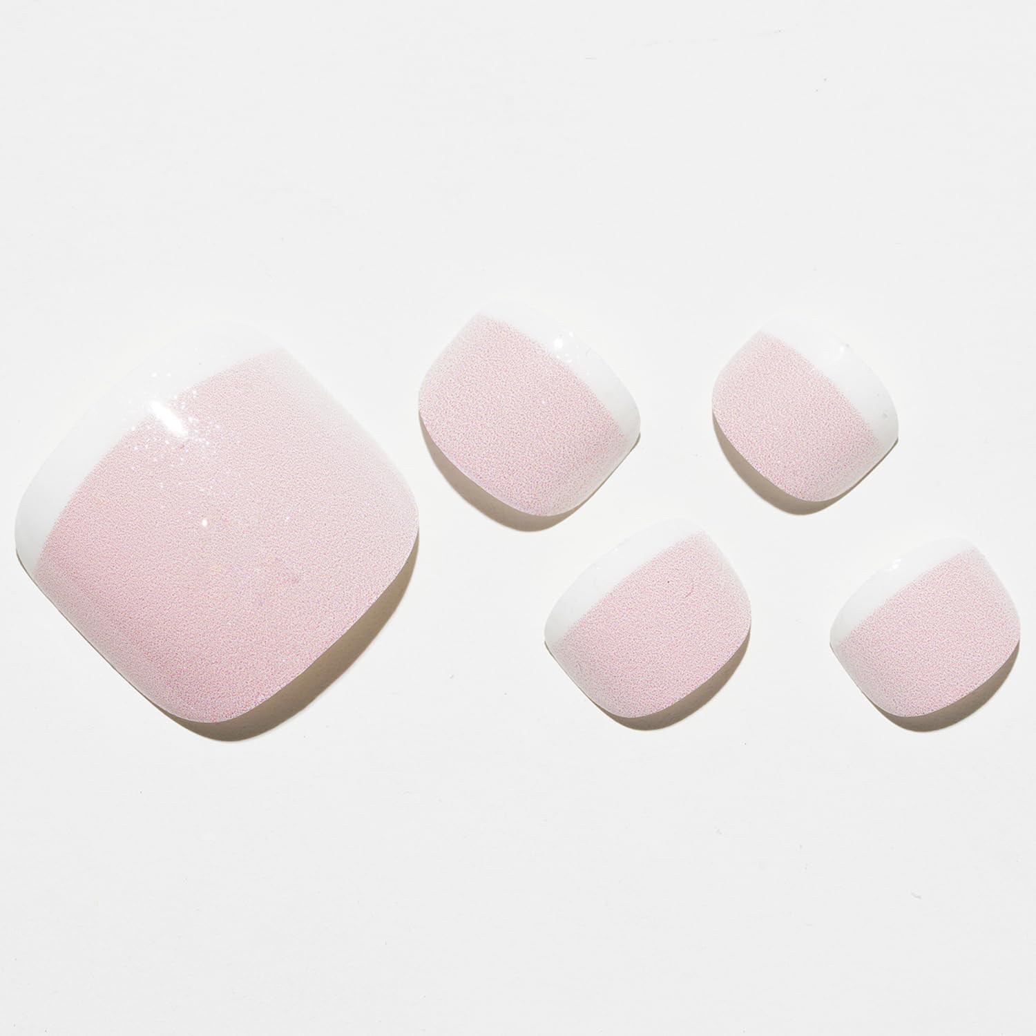 GLAMERMAID Press On Toenails Nude Pink French Tip – Gel Finish, Reusable