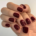 GLAMERMAID Burgundy Red Extra Short Press-On Nails – Short Squoval, Gel Shine, 24-Piece Set