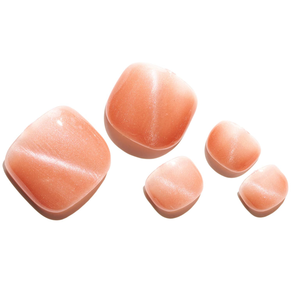 GLAMERMAID Press On Toenails – Cat Eye Camel Slash Gel Glue, Glossy UV Nails
