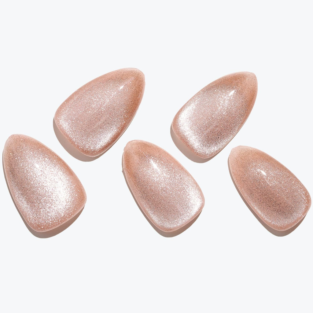 GLAMERMAID Nude Pink Magnet Cat Eyes Press-On Nails - Handmade Jelly Gel Kit