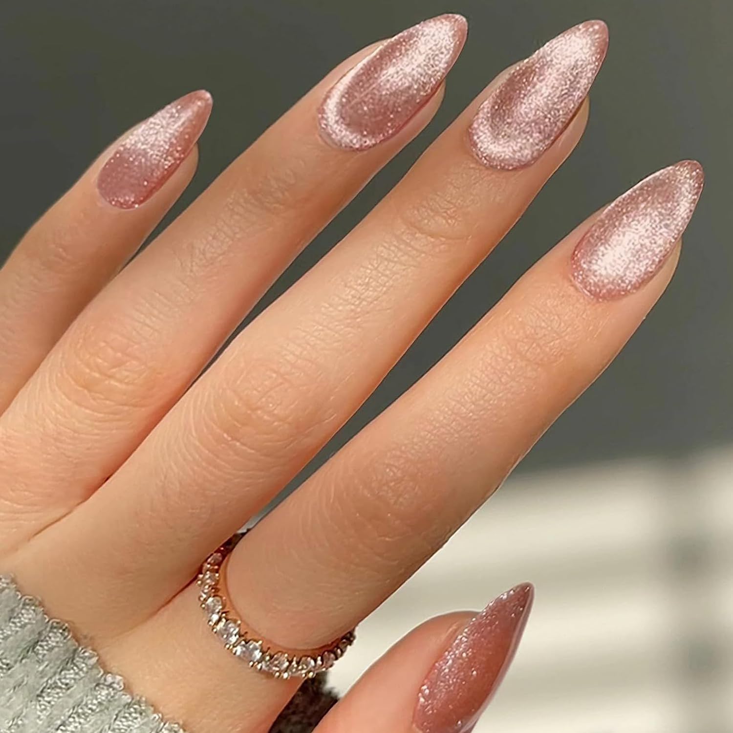 GLAMERMAID Nude Pink Magnet Cat Eyes Press-On Nails - Handmade Jelly Gel Kit
