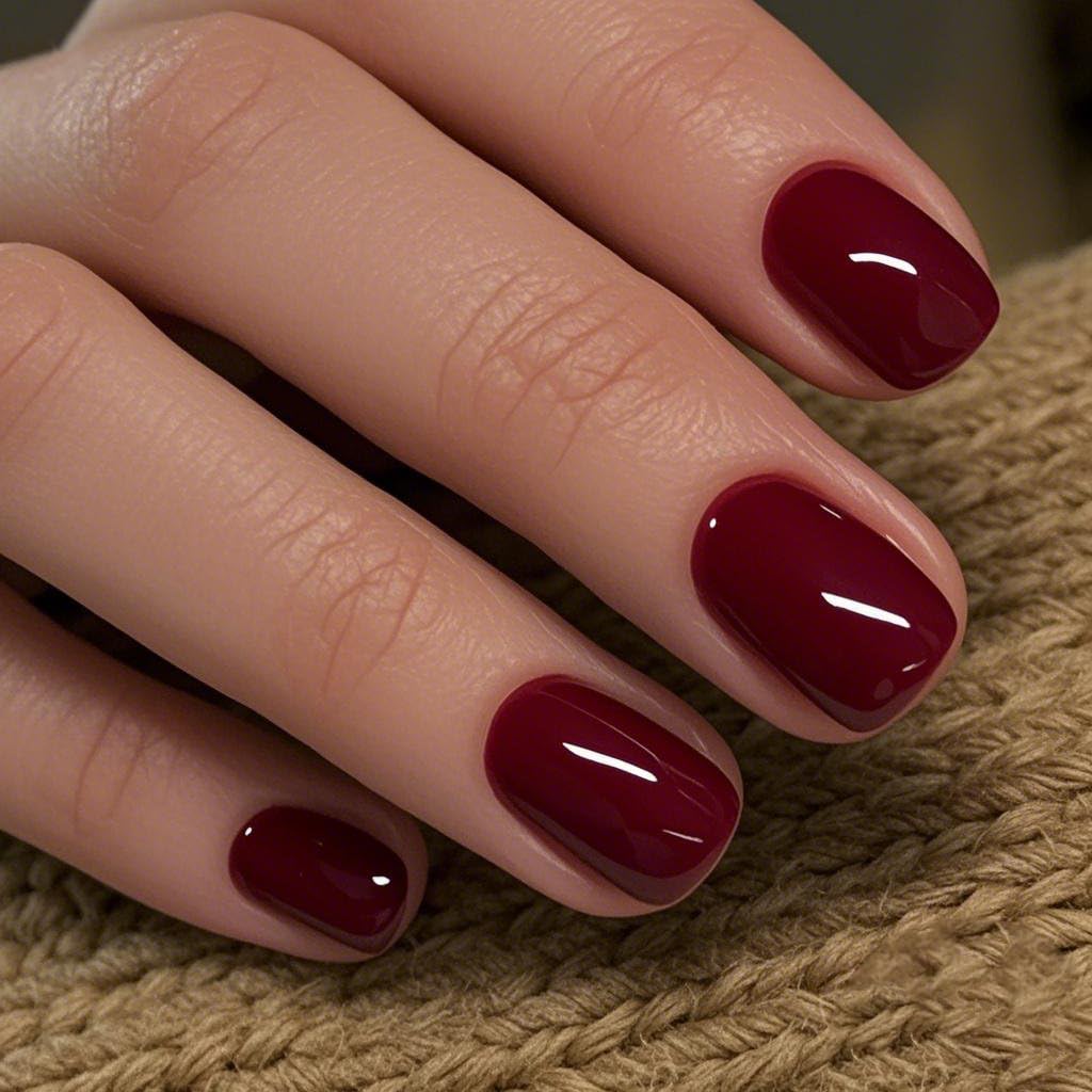 GLAMERMAID Burgundy Red Extra Short Press-On Nails – Short Squoval, Gel Shine, 24-Piece Set