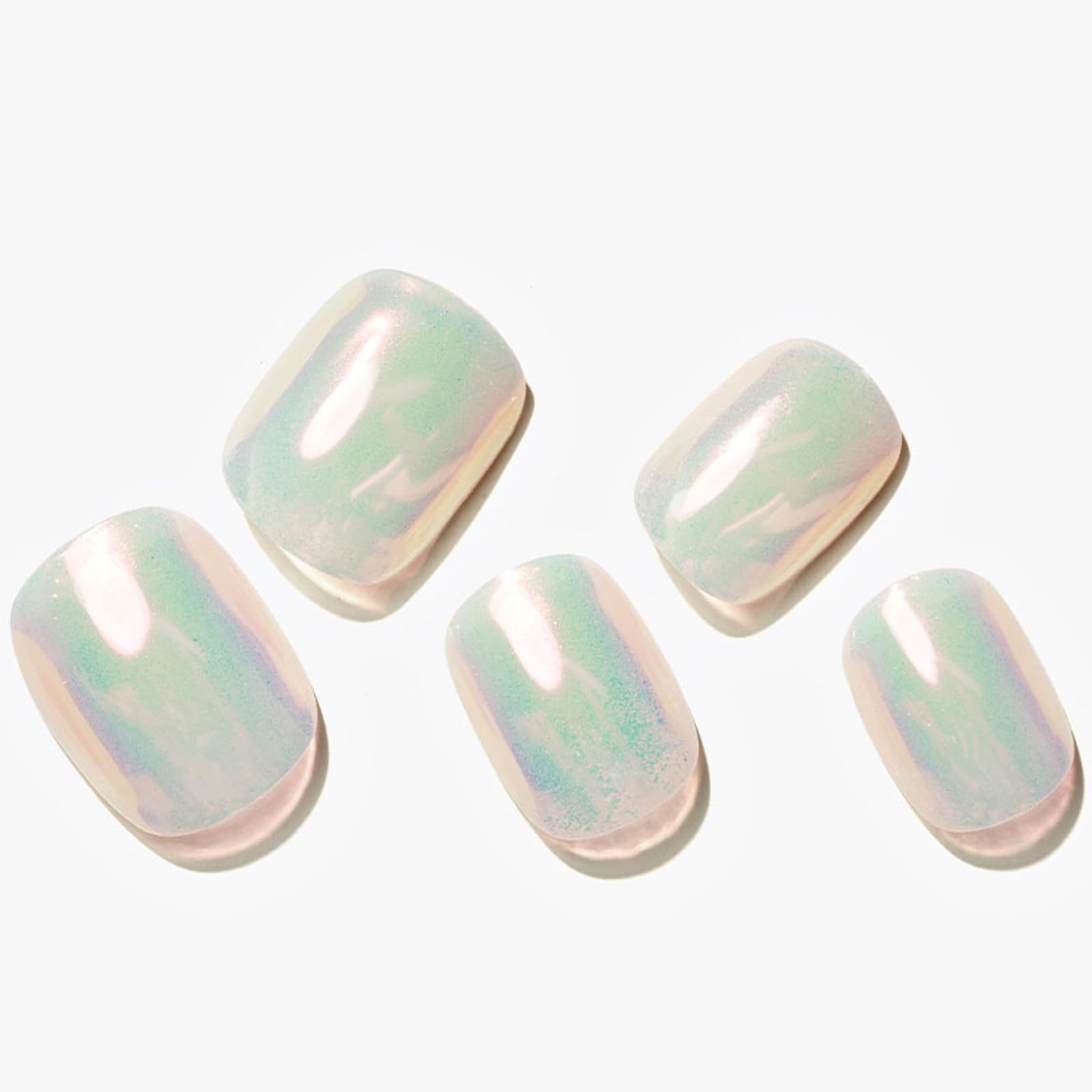 GLAMERMAID Pure White Pearl Chrome Extra Short Press-On Nails | Glazed Handmade Gel Finish