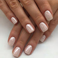 GLAMERMAID Pure White Pearl Chrome Extra Short Press-On Nails | Glazed Handmade Gel Finish
