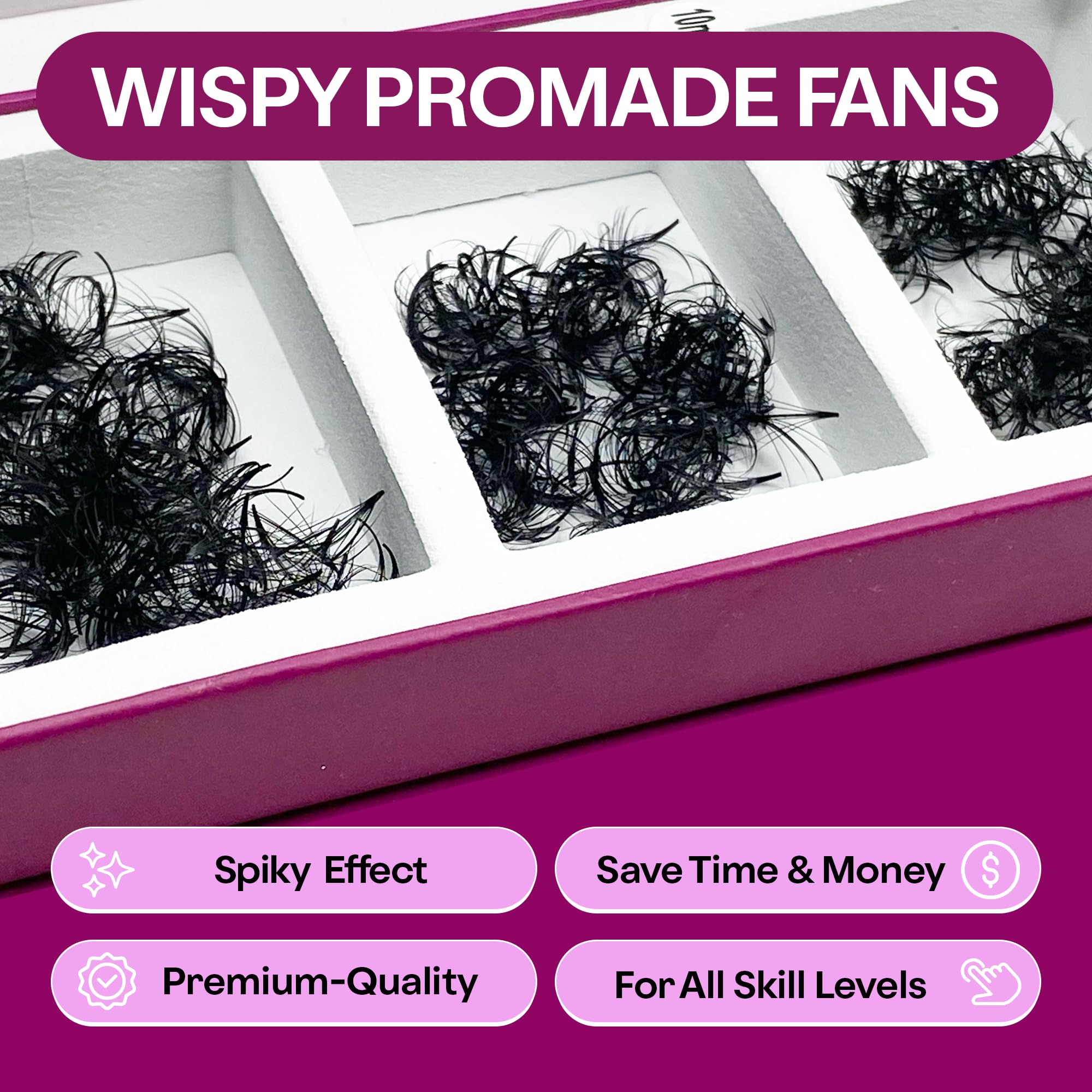 Glamgaze 750 Wispy Promade Fans – 5D/7D/9D, C-D-CC Curl, 0.05-0.07mm