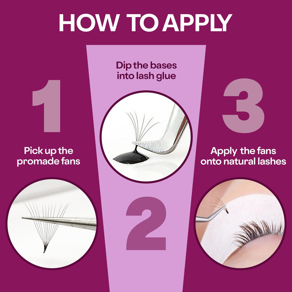 Glamgaze 500 Premade Lash Fans – 3D to 16D Volume, 0.05–0.07mm, 8–17mm