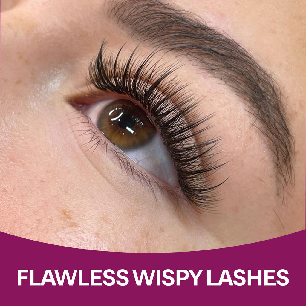 Glamgaze 500 Wispy Promade Fans – 5D-9D, C/CC/D Curl, 0.05–0.07mm, 9–16mm | Premade Lash Extensions