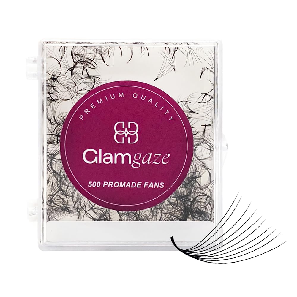 Glamgaze 500 Premade Lash Fans – 3D to 16D Curl, 0.05-0.07mm, 8-17mm