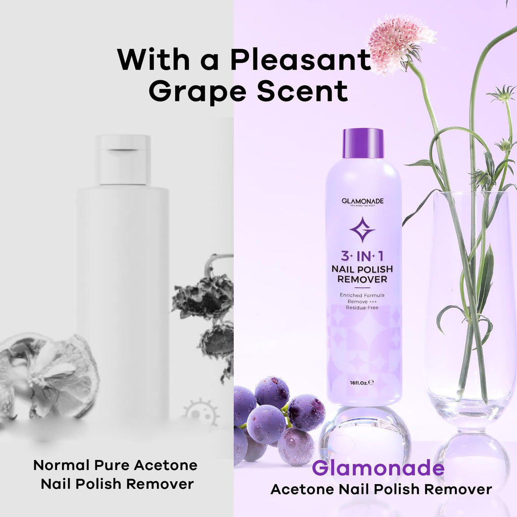 Glamonade Acetone Nail Polish Remover with Grape Seed Oil – 16 oz