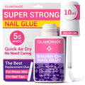 Glamonade Super Strong Brush-On Nail Glue with Tip Applicator | Mess-Free, Quick-Dry & Travel-Friendly