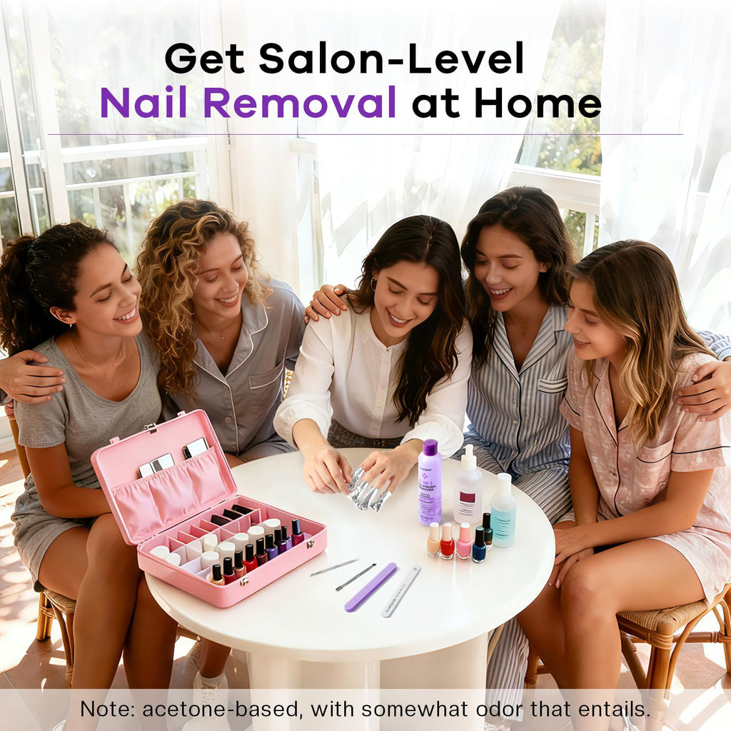 Glamonade Acetone Nail Polish Remover Kit: Gel Polish Remover with 100 Foil Wraps, Nail File & Cuticle Oil (8 Fl. Oz.)
