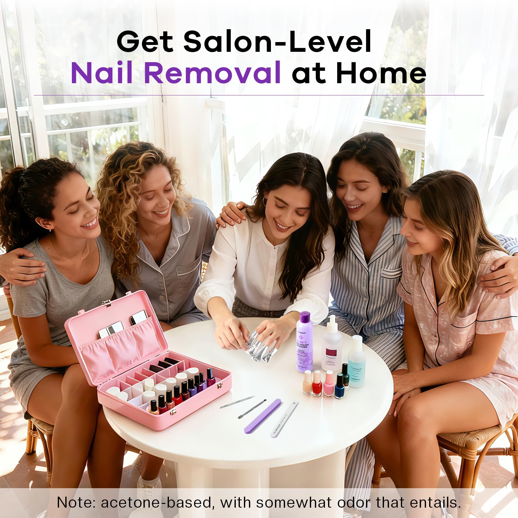 Glamonade Acetone Nail Polish Remover Kit: Gel Polish Remover with 100 Foil Wraps, Nail File & Cuticle Oil (8 Fl. Oz.)