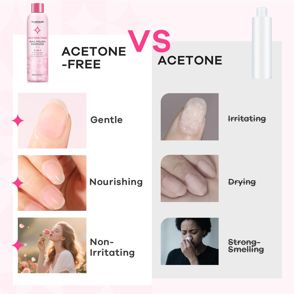 Glamonade Gel Nail Polish Remover – Non-Acetone Soak Off, Rose Seed Oil, 6 oz | Home Salon Essentials