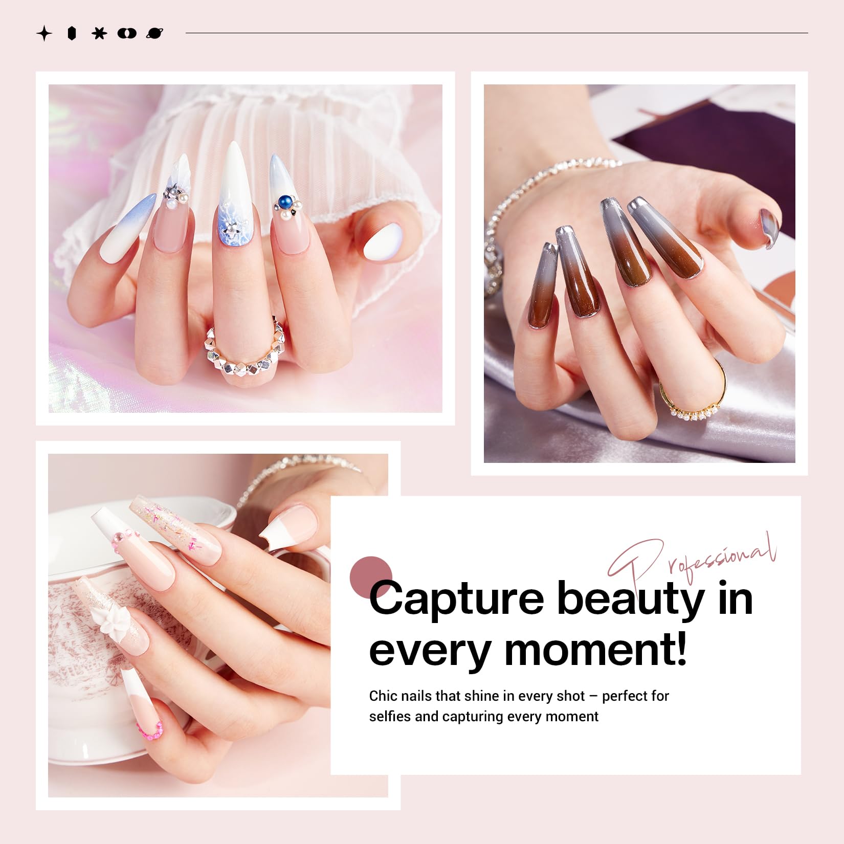 Glamonade Nail Kit Acrylic Set – Pink White Clear Purple Nude Powder + Tools for Beginners