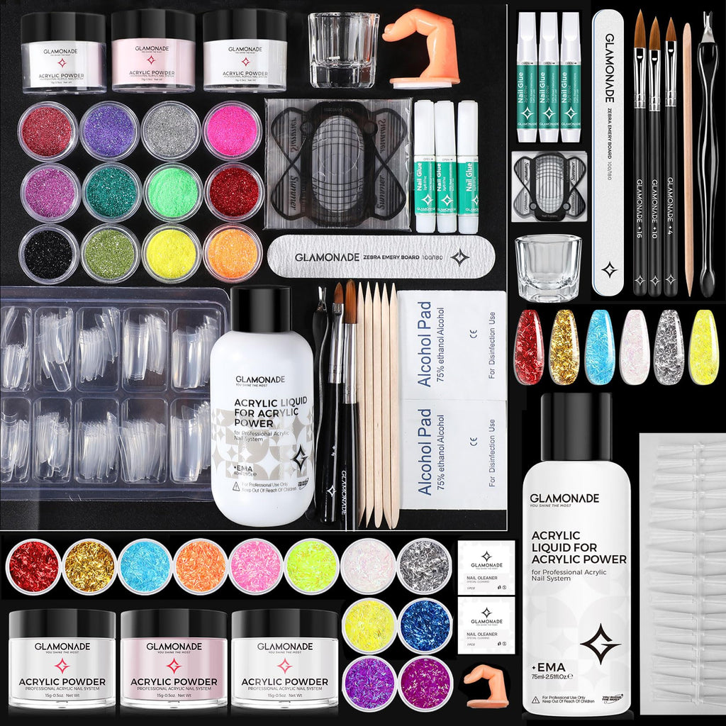 Glamonade Nail Kit Acrylic Set for Beginners | Professional Starter Supplies