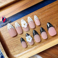 Gleamrain Handmade Almond Press-On Nails – Medium (M), 10-Piece Luxury Floral Design