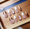 Gleamrain Almond Shape Press-On Nails – 10 Pcs, Medium (M) | Floral Design