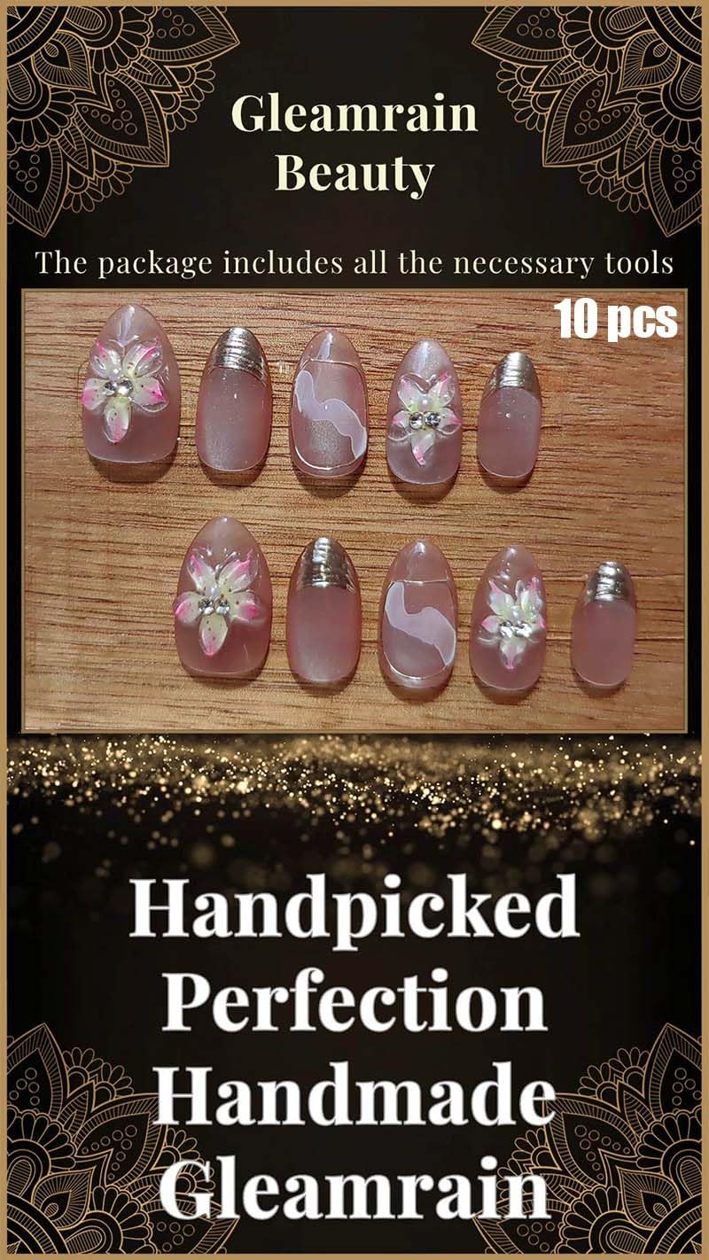 Gleamrain Handmade Almond Shape Press-On Nails – Luxury 10-Piece Set