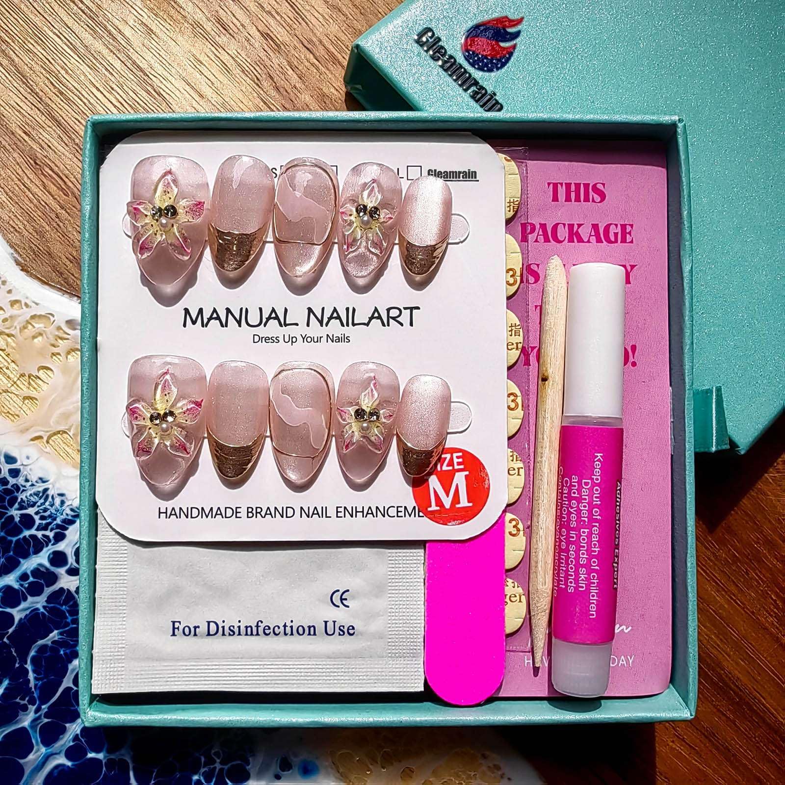 Gleamrain Handmade Almond Shape Press-On Nails – Luxury 10-Piece Set