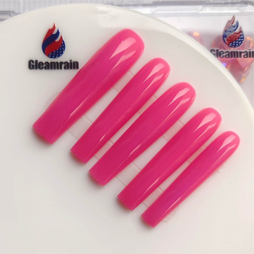 Gleamrain Xxl Press-On Nails Square Magenta – 10pcs M Size Pattern 1111