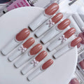 Gleamrain XXL Press On Nails – Extra Long Square, White French Tips (10 pcs, M, Pattern 1106)