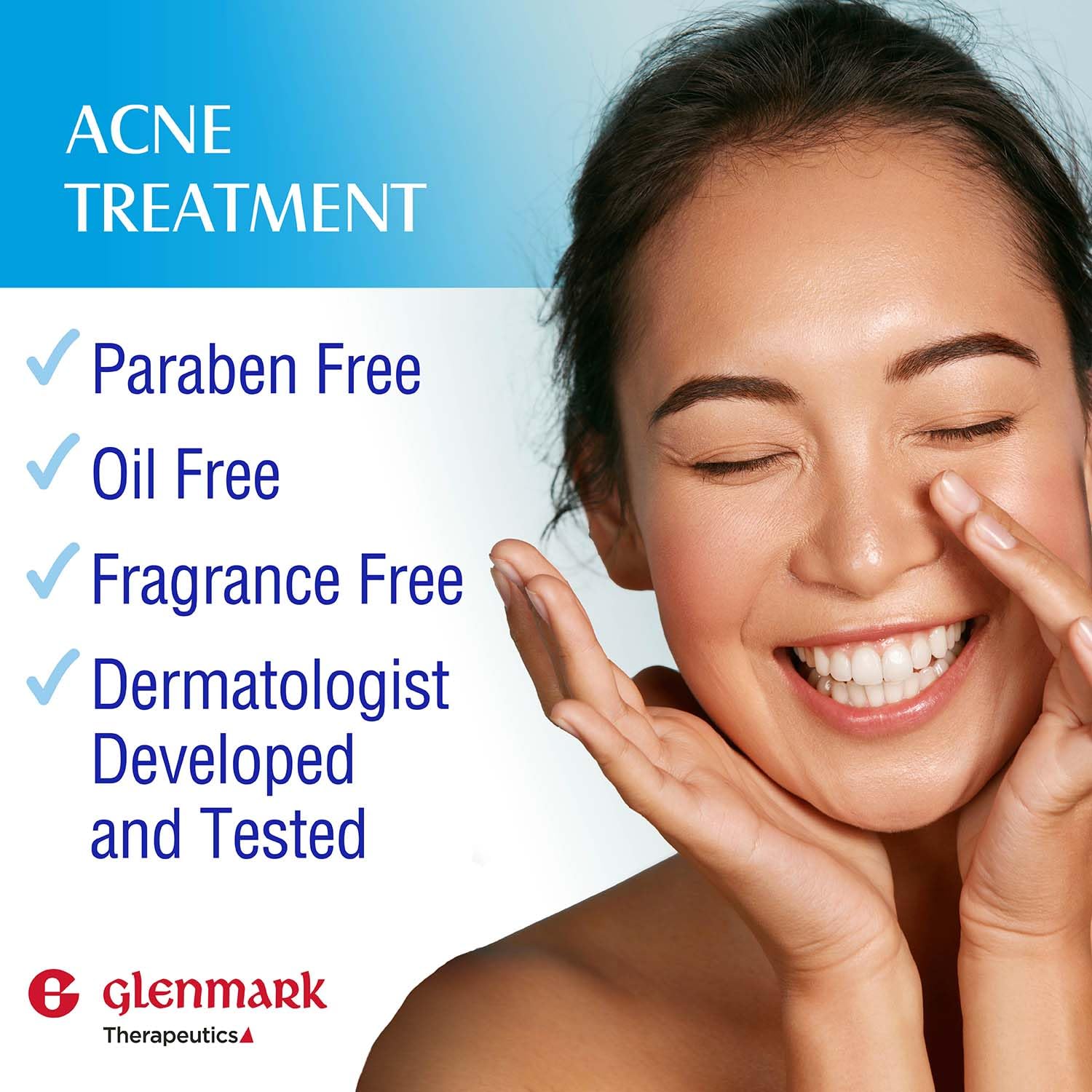 Glenmark Therapeutics Adapalene Gel 0.1% – Paraben-Free OTC Acne Treatment, 45g