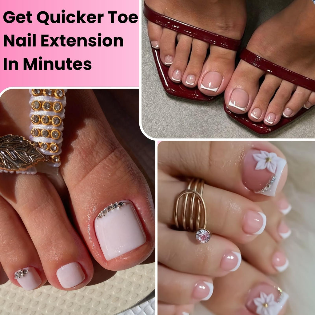 GlimightyX Poly Gel Toenail Kit with UV Lamp – 3 Colors, Dual Forms, DIY Pedicure