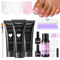 GlimightyX Poly Gel Toenail Kit with UV Lamp – 3 Colors, Dual Forms, DIY Pedicure
