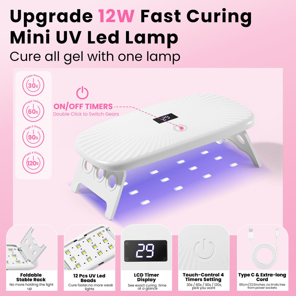 GlimightyX Poly Gel Toenail Kit with UV Lamp – 3 Colors, Dual Forms, DIY Pedicure