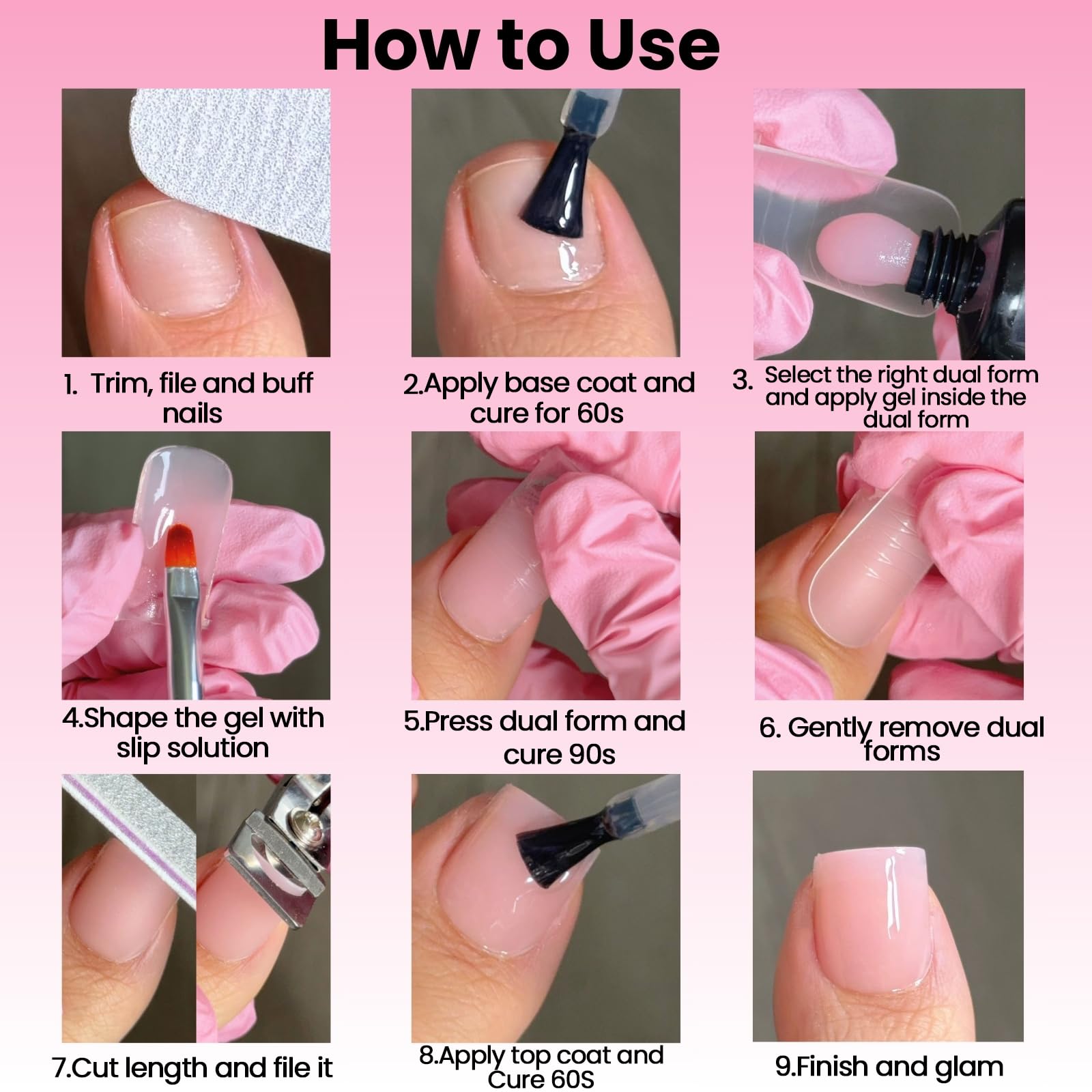 GlimightyX Poly Gel Toenail Kit with UV Lamp – 3 Colors, Dual Forms, DIY Pedicure