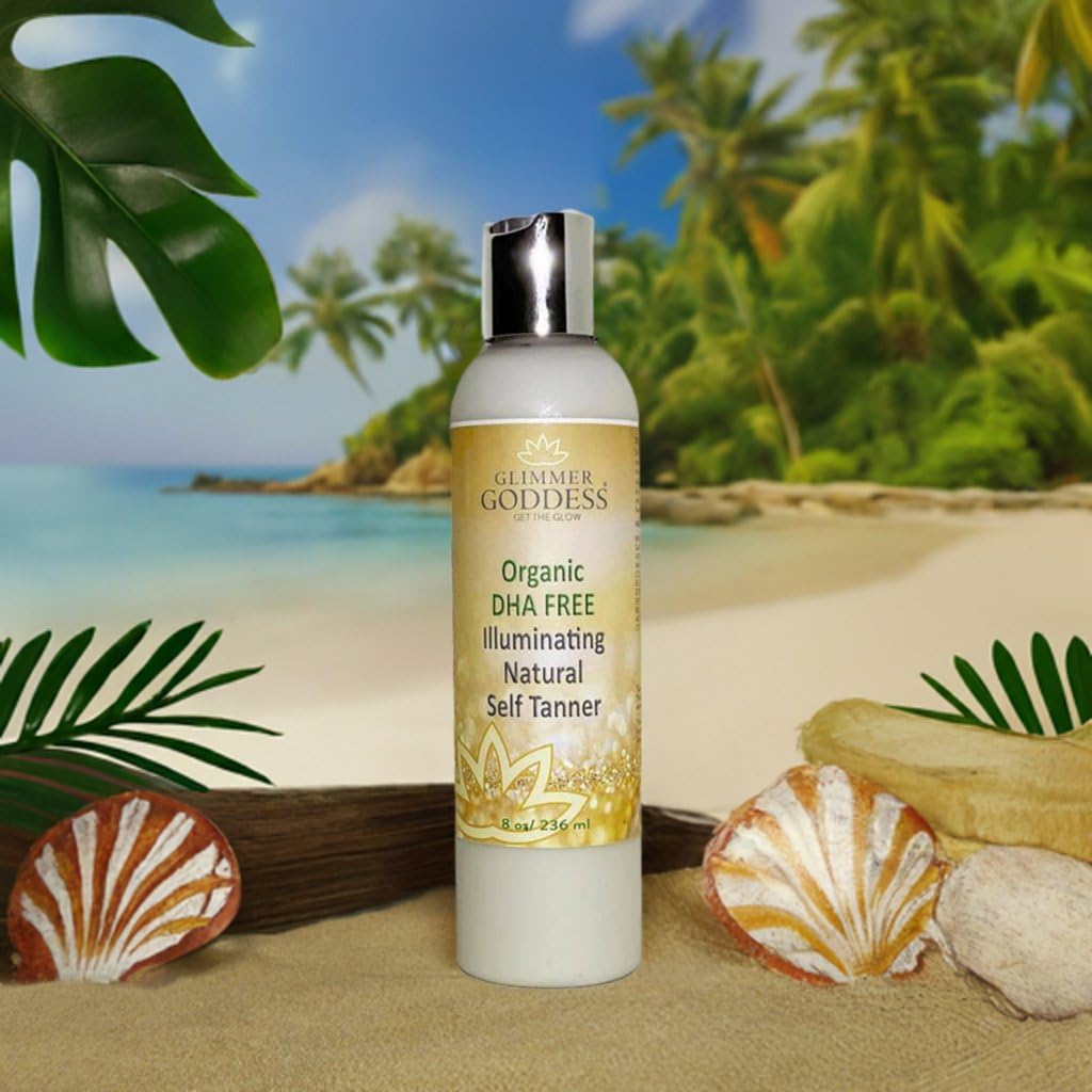 Glimmer Goddess Organic DHA-Free Self-Tanning Lotion – Plant-Based Erythrulose, Aloe Vera & Shea & Cocoa Butter | Vegan & Cruelty-Free