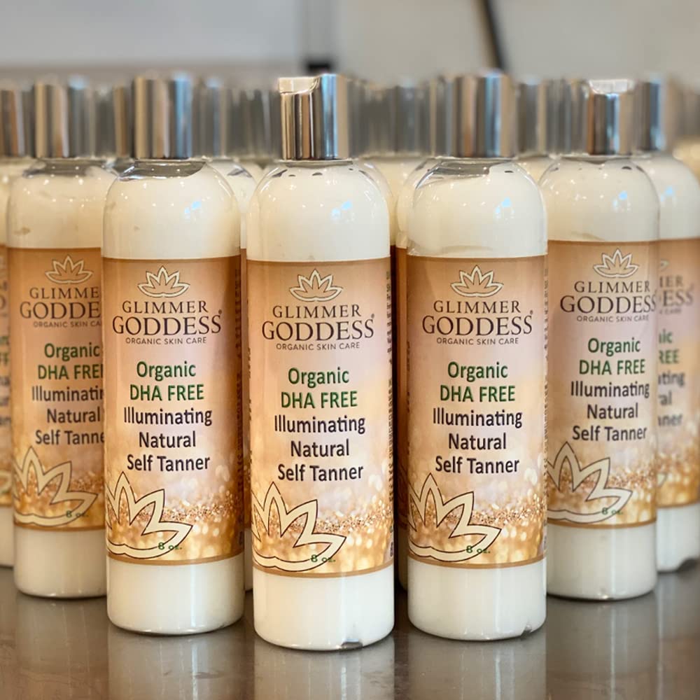 Glimmer Goddess Organic DHA-Free Self-Tanning Lotion – Plant-Based Erythrulose, Aloe Vera & Shea & Cocoa Butter | Vegan & Cruelty-Free