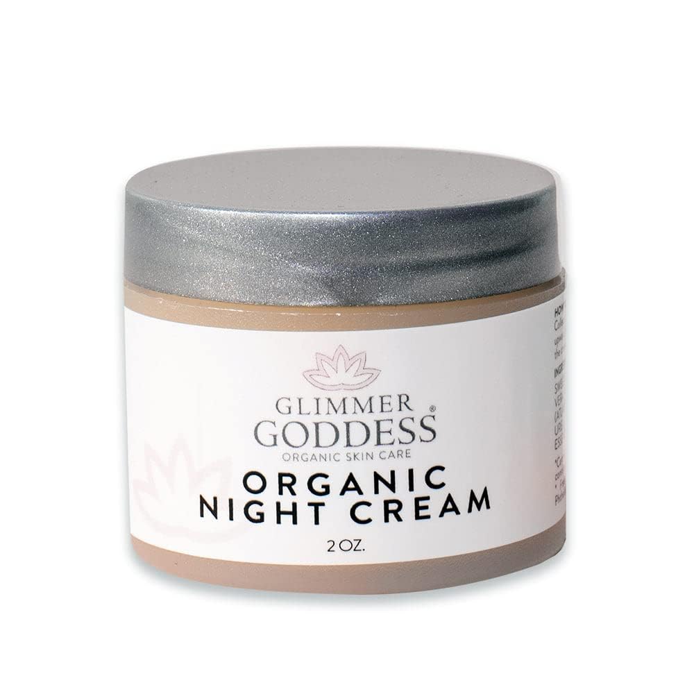 Glimmer Goddess Organic Lavender Night Cream – 24-Hour Hydration, Vegan, All Skin Types, 2 oz