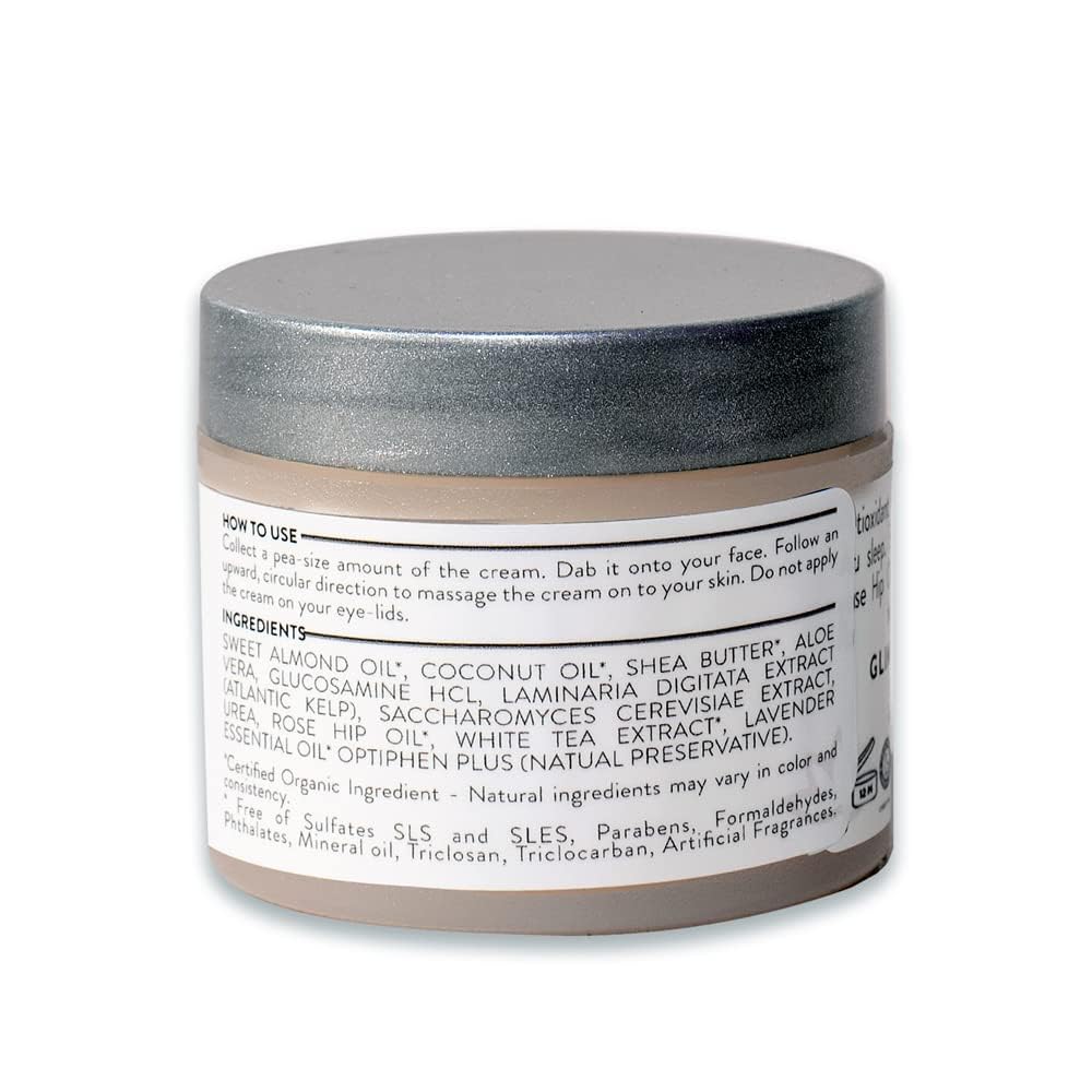 Glimmer Goddess Organic Lavender Night Cream – 24-Hour Hydration, Vegan, All Skin Types, 2 oz