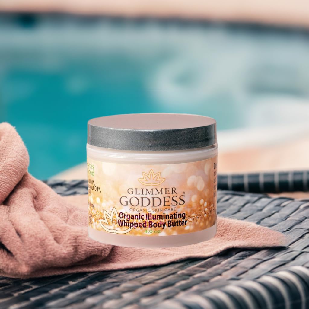 GLIMMER GODDESS Organic Whipped Body Butter – Gold Shimmer Level 3 | Deep Hydration & Radiant Glow | 4.0 oz