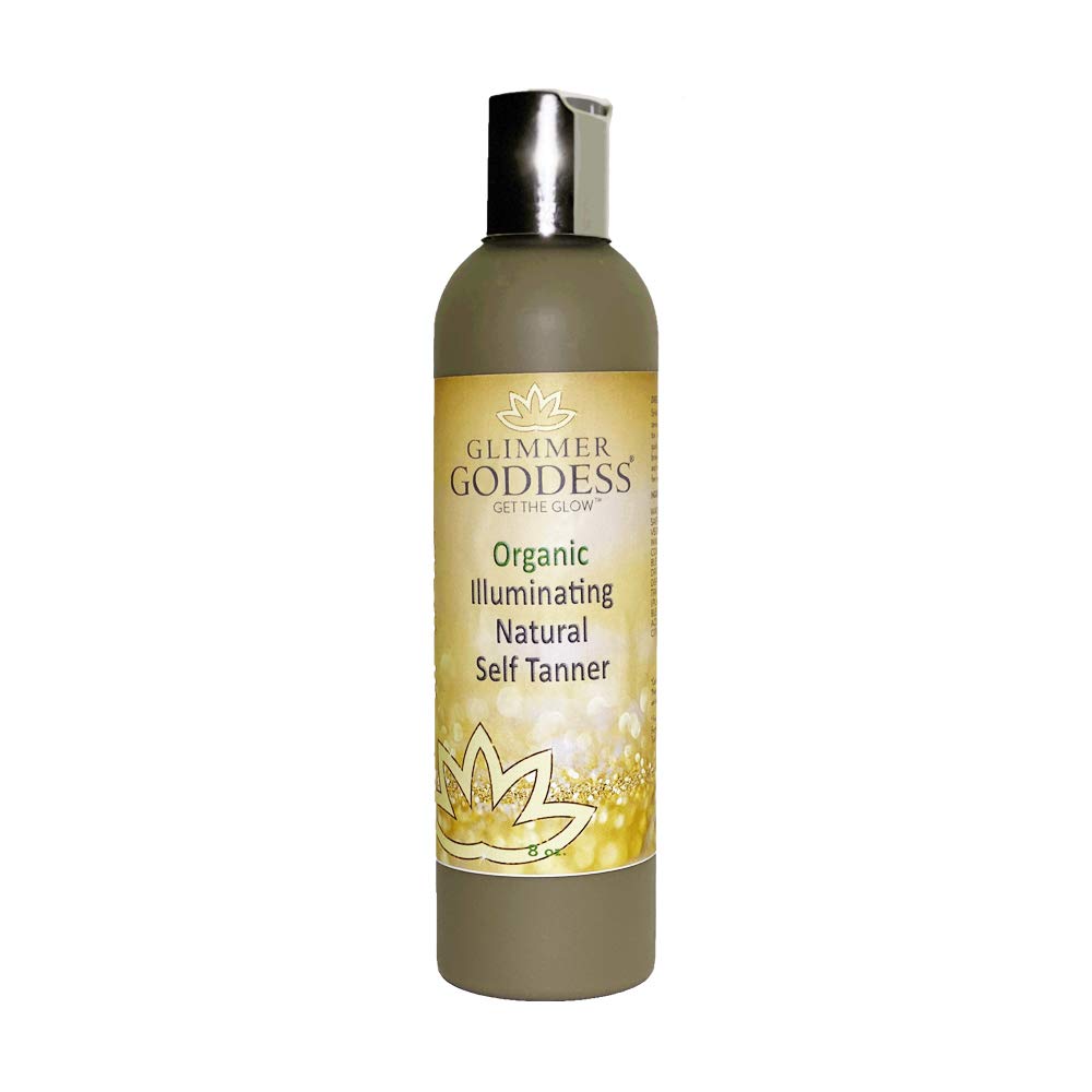 Glimmer Goddess Organic Self Tanner Lotion – 8oz, Vegan & Nourishing Bronze