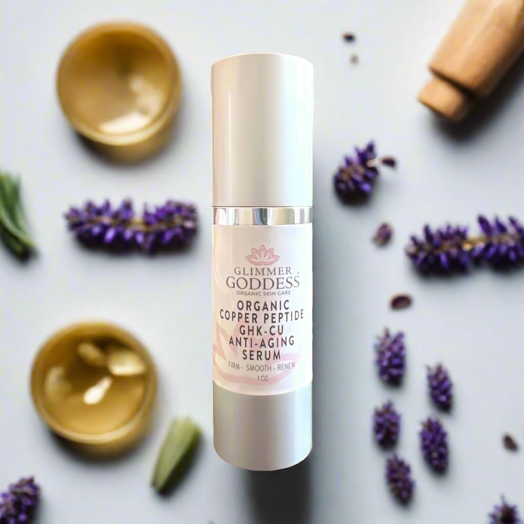 Glimmer Goddess Organic Copper Peptide Serum – GHK-Cu, Argireline, Hyaluronic Acid