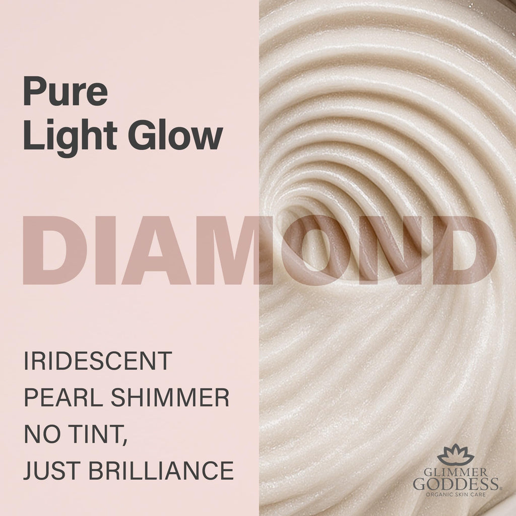 Glimmer Goddess Shimmer Body Butter – Organic Whipped Shea Hydration & Silky Glow, Diamond Sexy, 4 oz
