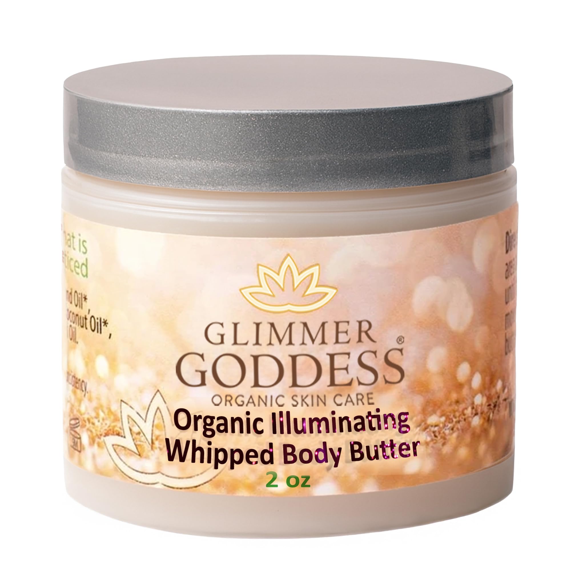 Glimmer Goddess Shimmer Body Butter – Organic Whipped Shea Hydration with Bronze, Gold & Rose Gold Glow | 2 oz Travel Size