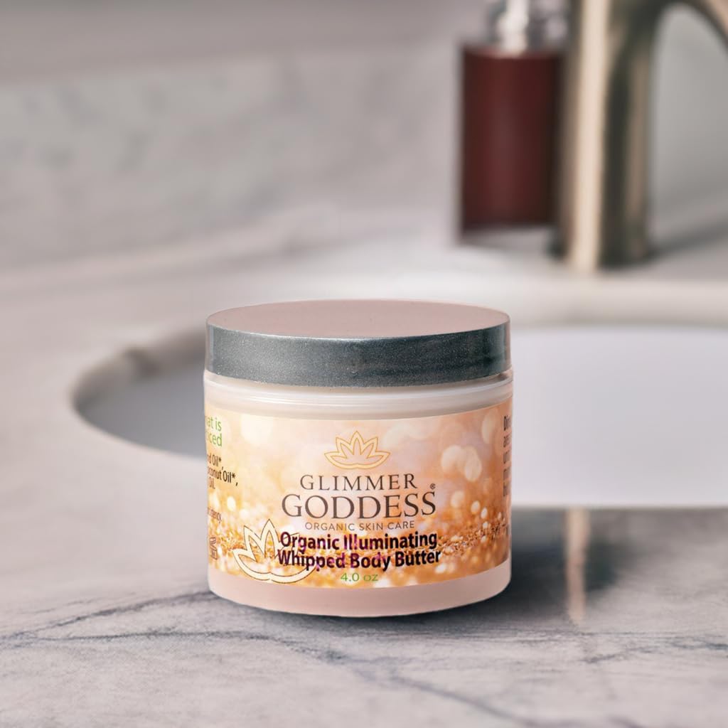 GLIMMER GODDESS Organic Whipped Body Butter – Gold Shimmer Level 3 | Deep Hydration & Radiant Glow | 4.0 oz